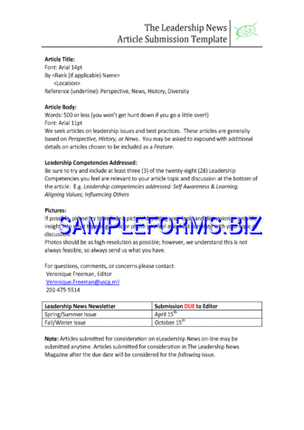 The Leadership News Article Submission Template pdf free